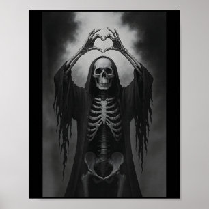 Skeleton Hands Heart Sign Y Face Funny Halloween C Poster