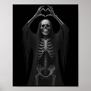 Skeleton Hands Heart Sign Y Face Funny Halloween C Poster