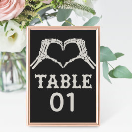 Skeleton Hands Heart Wedding Tischnummer