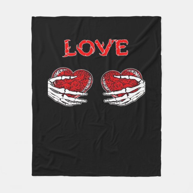 Skeleton Hands Herz Funny Design Fleecedecke (Vorderseite)