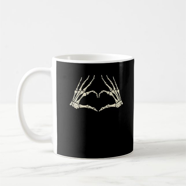 Skeleton Hands Herz Funny Halloween Männer Frauen  Kaffeetasse (Links)