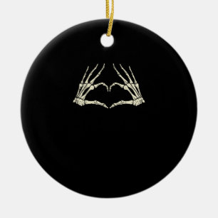 Skeleton Hands Herz Funny Halloween Männer Frauen  Keramik Ornament