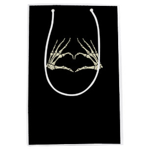 Skeleton Hands Herz Funny Halloween Männer Frauen  Mittlere Geschenktüte