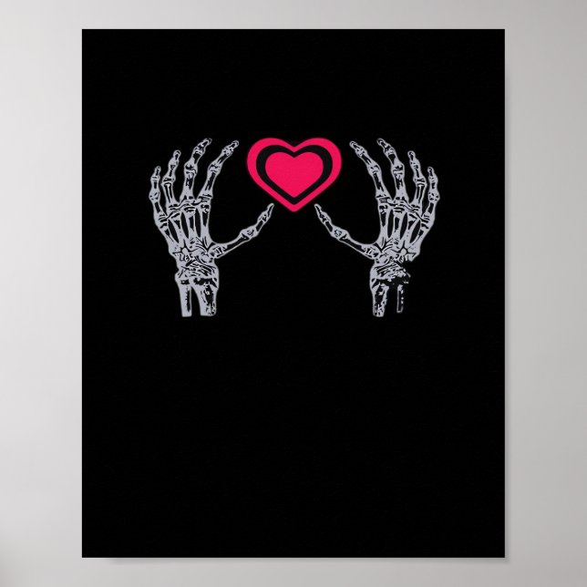 Skeleton Hands Herz Niedlich Poster (Vorne)