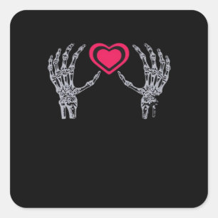 Skeleton Hands Herz Niedlich Quadratischer Aufkleber