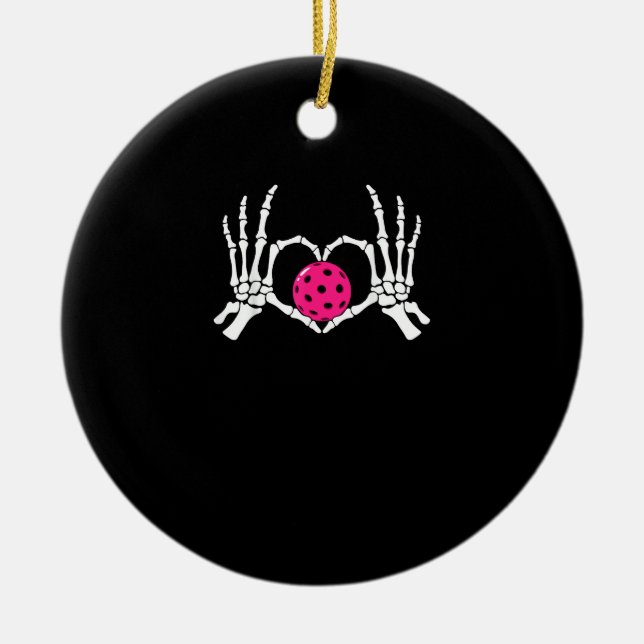 Skeleton Hands Herz Signieren Funny Pickle Valenti Keramik Ornament (Vorne)