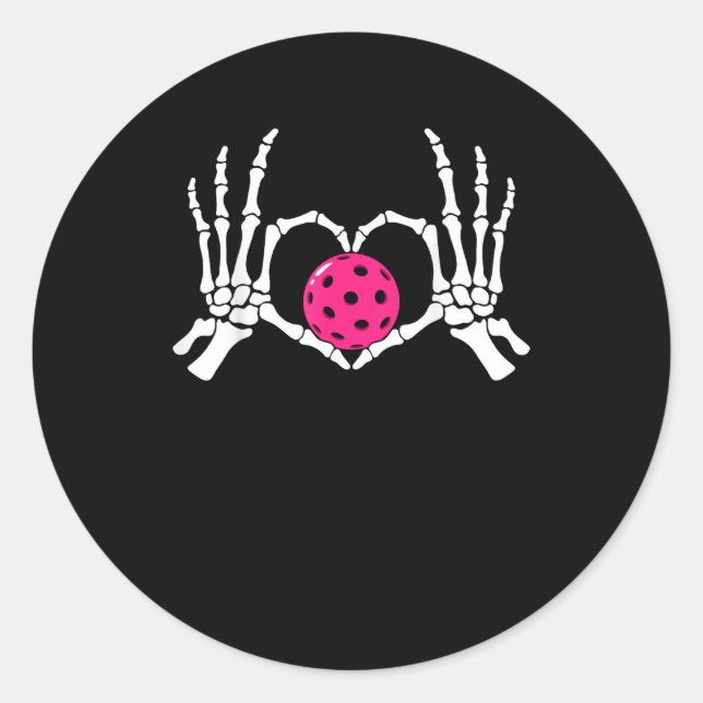 Skeleton Hands Herz Signieren Funny Pickle Valenti Runder Aufkleber (Vorderseite)