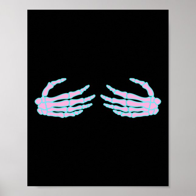 Skeleton Hands On S Breast  Poster (Vorne)