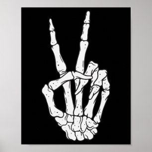 Skeleton Hands Peace Sign Liebe Halloween Kostüm Poster