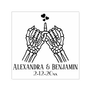 Skeleton Hands Pinky Swear, Hearts Couple Wedding Permastempel