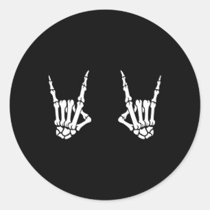 Skeleton Hands Rocker Rock On Rock Star Runder Aufkleber