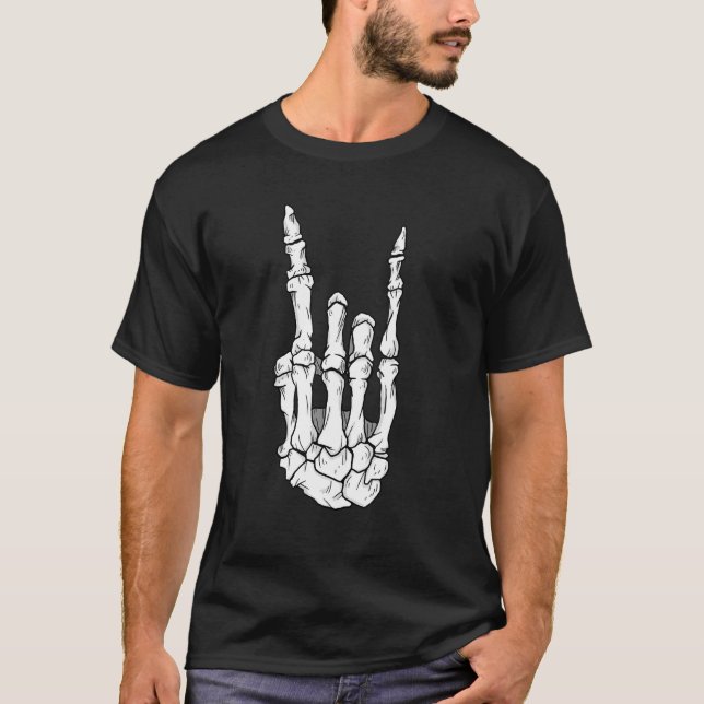 Skeleton Hands Rock'n'Roll Music Heavy Rock T-Shirt (Vorderseite)