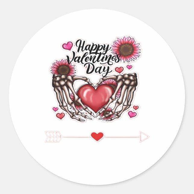 Skeleton Hands Valentinstag Classic Runder Aufkleber (Vorderseite)