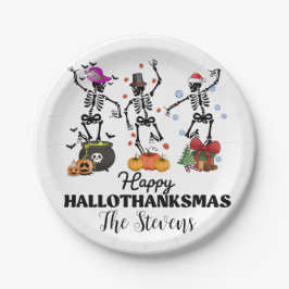 Skeleton Happy Hallothanksmas Pappteller