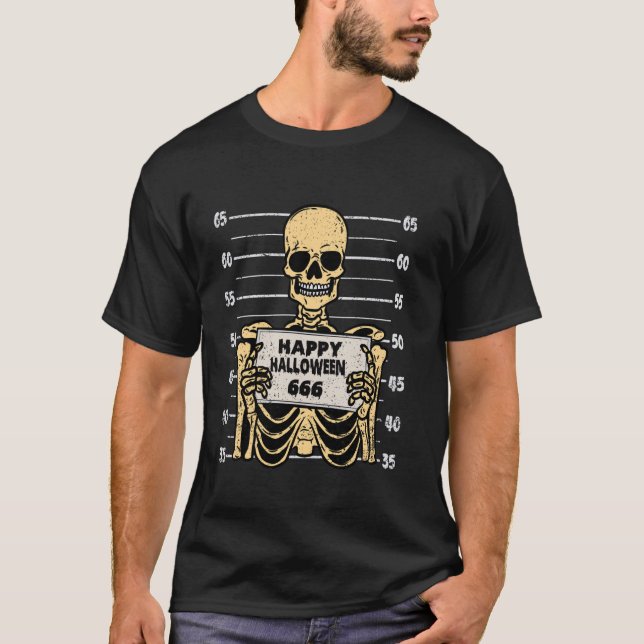 Skeleton Happy Halloween 66 Schädelknochen Männer  T-Shirt (Vorderseite)