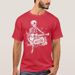 Skeleton Head Playing Acoustic Rock On His Guitar  T-Shirt