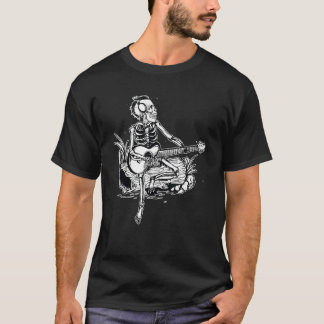 Skeleton Head Playing Acoustic Rock On His Guitar  T-Shirt