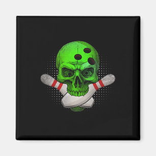 Skeleton Head Skull Bowling Ll und Buttone Happy H Magnet