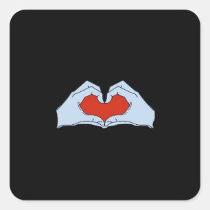 Skeleton Heart Hands Classic & Basic Halloween Quadratischer Aufkleber