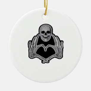 Skeleton Heart Hands Classic Keramik Ornament