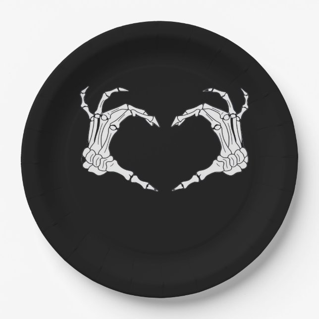 Skeleton Heart Hands Classic Pappteller (Vorderseite)