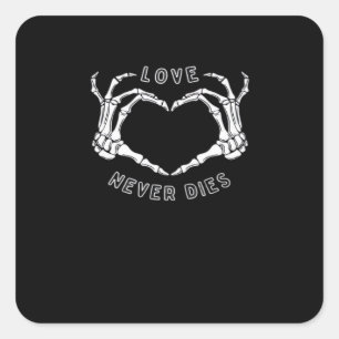 Skeleton Heart Hands Funny & Classic Quadratischer Aufkleber