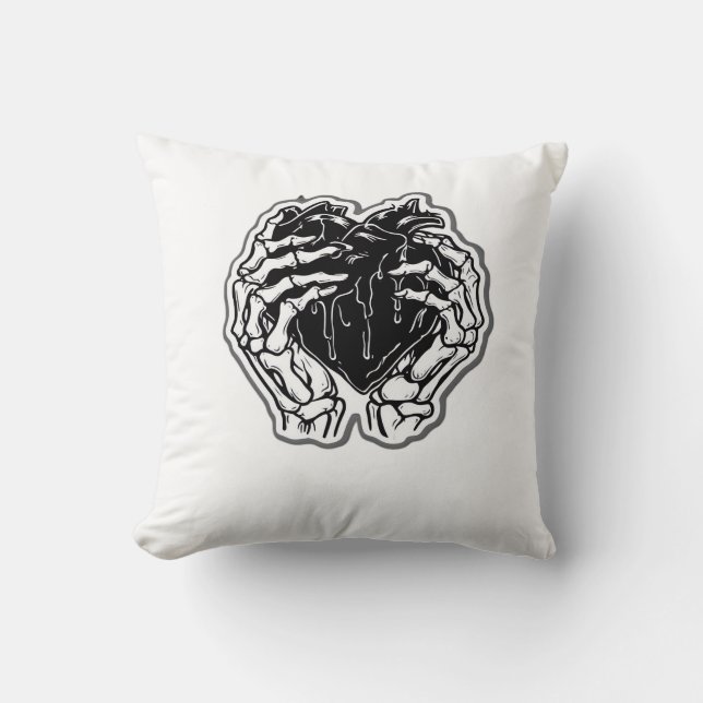 Skeleton Heart Hands Funny Kissen (Vorderseite)