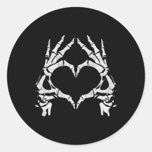 Skeleton Heart Hands - Halloween - Skeleton Hands Runder Aufkleber
