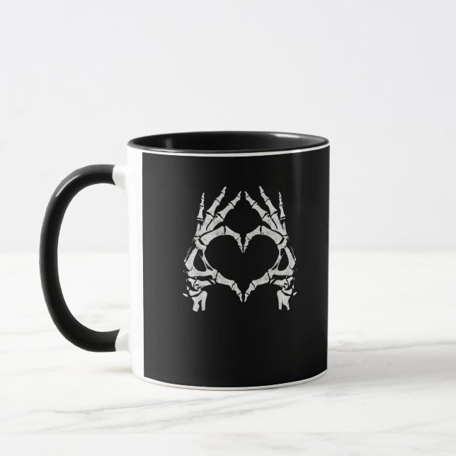 Skeleton Heart Hands - Halloween - Skeleton Hands Tasse (Links)
