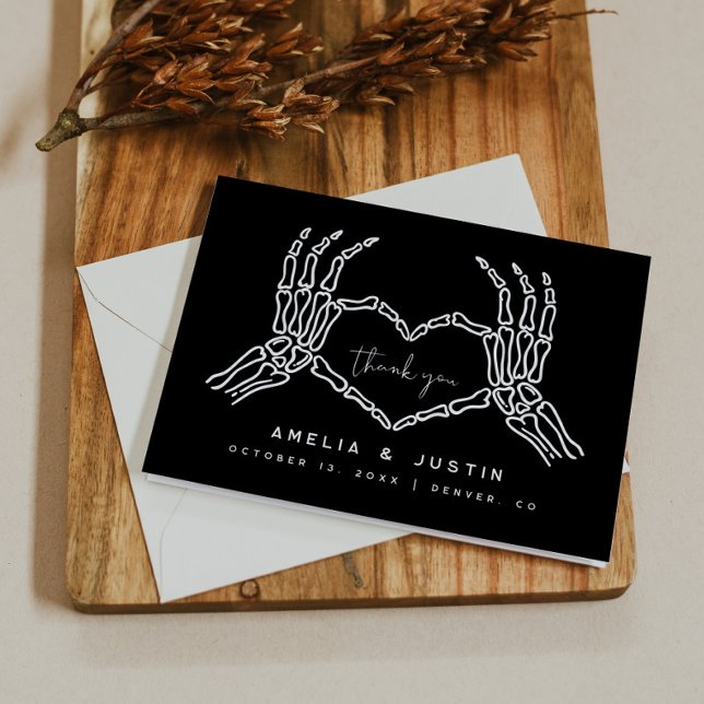 Skeleton Heart Hands Hochzeit Dankeschön Karte (Von Creator hochgeladen)