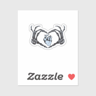 Skeleton Heart Hands Klassisches Design zu Hallowe Aufkleber