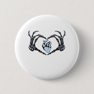 Skeleton Heart Hands Klassisches Design zu Hallowe Button