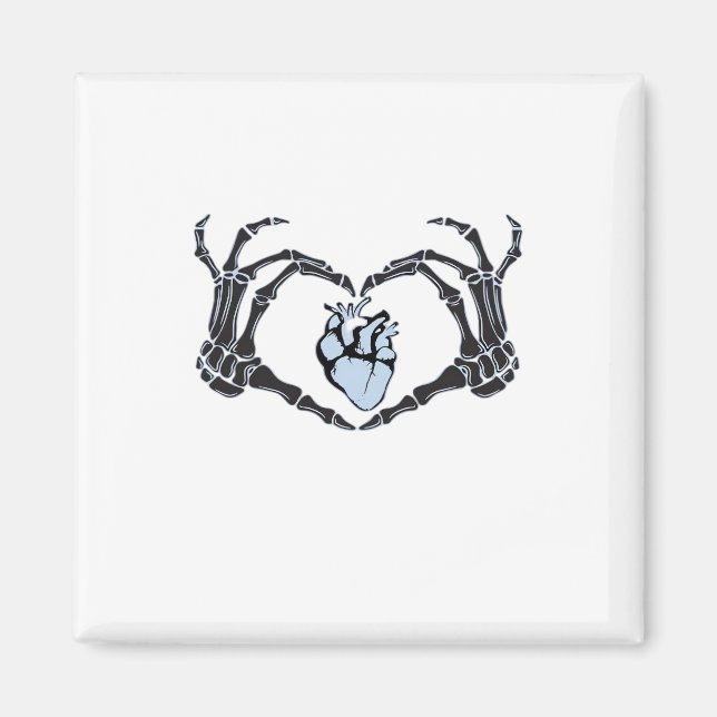 Skeleton Heart Hands Klassisches Design zu Hallowe Magnet (Vorne)