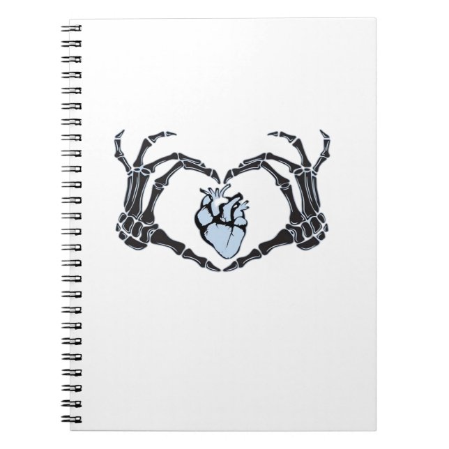 Skeleton Heart Hands Klassisches Design zu Hallowe Notizblock (Vorderseite)