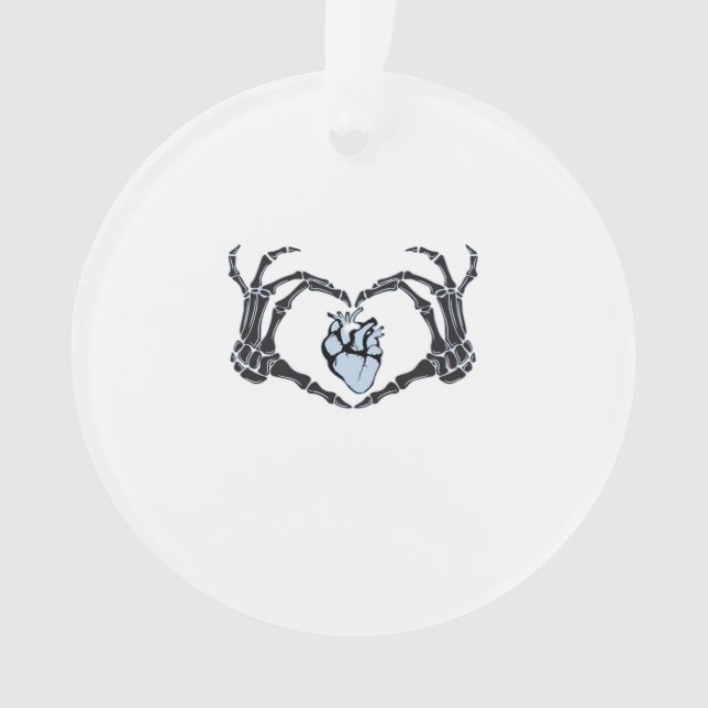 Skeleton Heart Hands Klassisches Design zu Hallowe Ornament (Vorderseite)