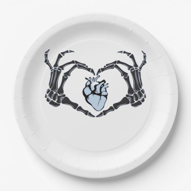 Skeleton Heart Hands Klassisches Design zu Hallowe Pappteller (Vorderseite)