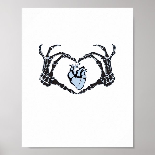 Skeleton Heart Hands Klassisches Design zu Hallowe Poster (Vorne)
