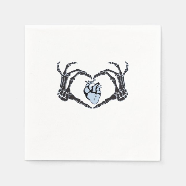 Skeleton Heart Hands Klassisches Design zu Hallowe Serviette (Vorderseite)