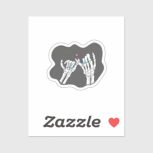 Skeleton Heart Hands Promise Aufkleber