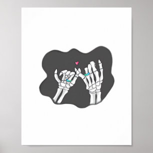 Skeleton Heart Hands Promise Poster