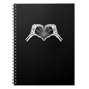 Skeleton Heart Hands Spiderweb Halloween Spooky Wo Notizblock