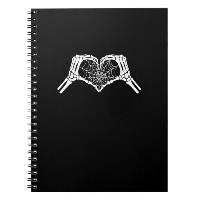 Skeleton Heart Hands Spiderweb Halloween Spooky Wo Notizblock (Vorderseite)