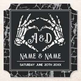 Skeleton Heart Hands Untersetzer Hochzeiten Black