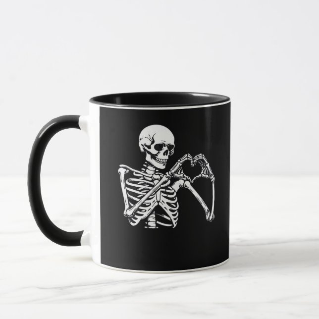 Skeleton Heart Hands unterzeichnen Halloween Kostü Tasse (Links)