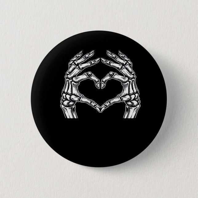 Skeleton Heart Hands Zeichnen Halloween Kostüm Bas Button (Vorderseite)