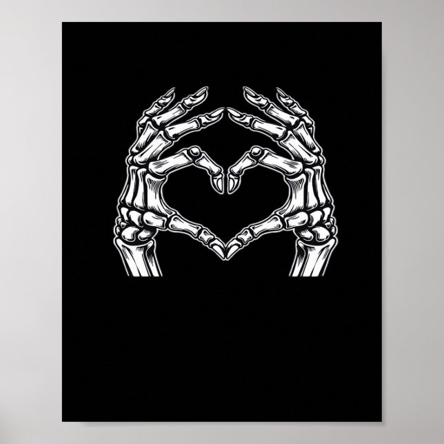 Skeleton Heart Hands Zeichnen Halloween Kostüm Bas Poster (Vorne)