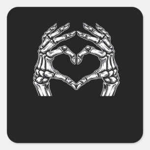 Skeleton Heart Hands Zeichnen Halloween Kostüm Bas Quadratischer Aufkleber
