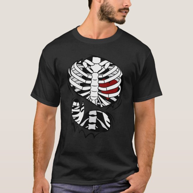 Skeleton Heart Rib Cage X Ray Adult Kids  Hallowee T-Shirt (Vorderseite)