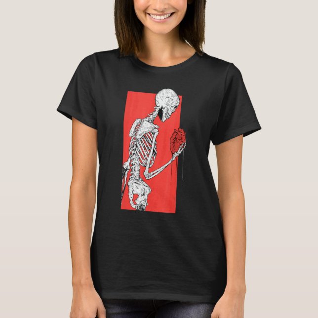 Skeleton Heart Rib Challoween T-Shirt (Vorderseite)