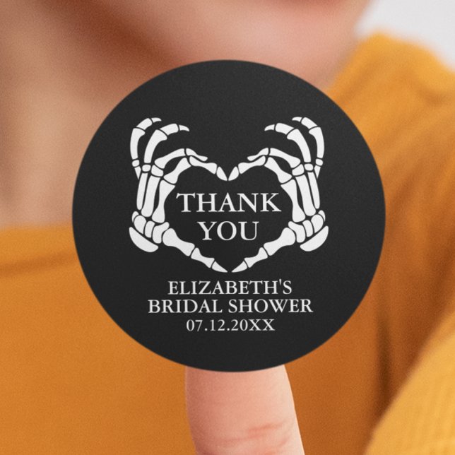 Skeleton Heart Til Death Bridal Shower Thank You Runder Aufkleber (Skeleton Heart Til Death Bridal Shower Thank You Classic Round Sticker
)
